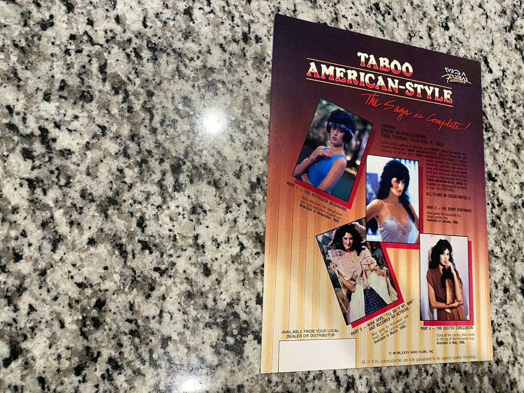 Taboo American Style Vol. 1-4 + Erotic Radio WSEX Promo Ad Slick