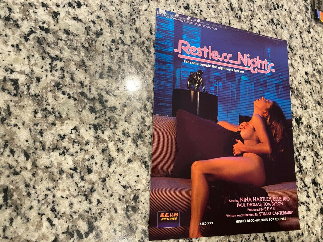 Restless Nights Promo Ad Slick 1987 Nina Hartley & Elle Rio