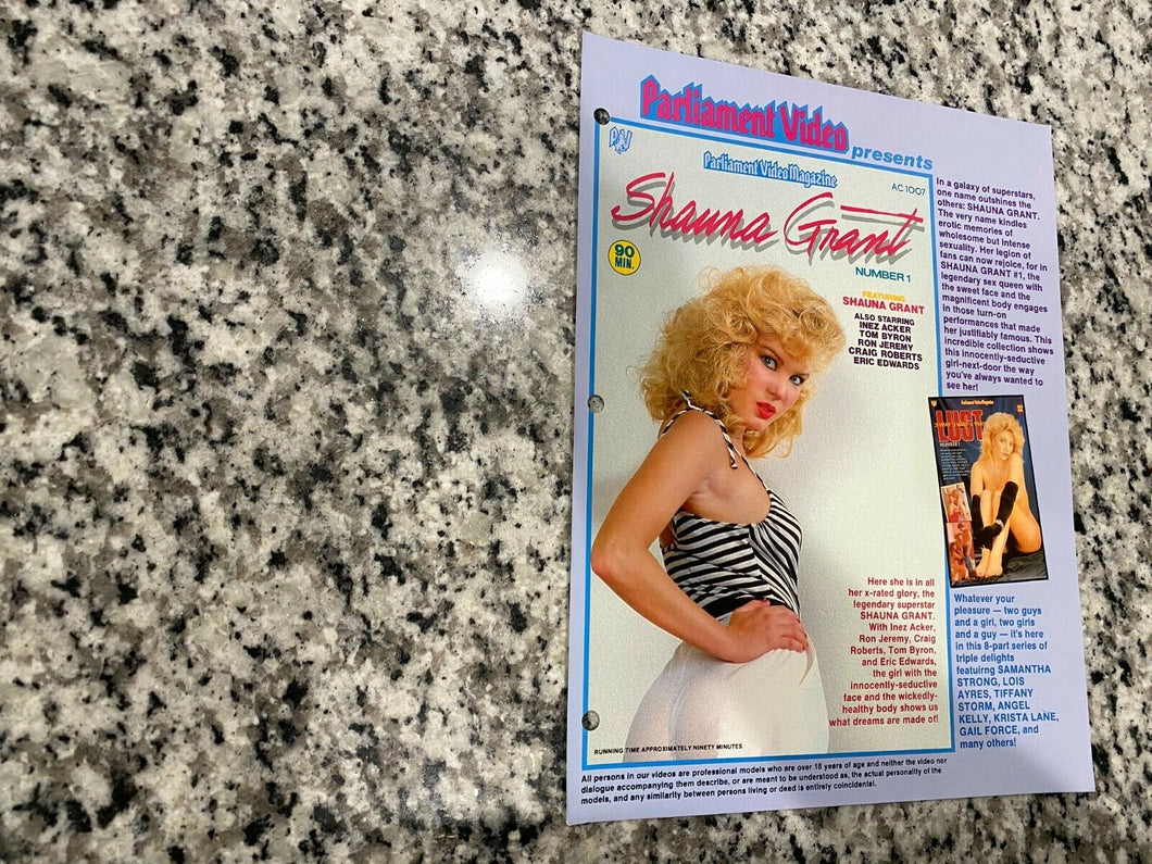 Parliament Video Magazine Shauna Grant Volume #1 Promo Ad Slick early 1980's